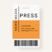 Badge Numéro de l'employé du média de masse photo jaune (Dos)