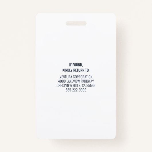 Badge Numéro de photo de l'employé de la Marine Sécurité (Dos)