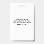 Badge Numéro de photo de l'employé Insigne de sécurité d (Arrière)