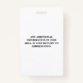 Badge Numéro de photo de l'employé Insigne de sécurité d (Dos)