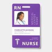 Badge Numéro de photo de l'employé médical de l'infirmiè (Avant)