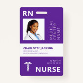 Badge Numéro de photo de l'employé médical de l'infirmiè (Devant)