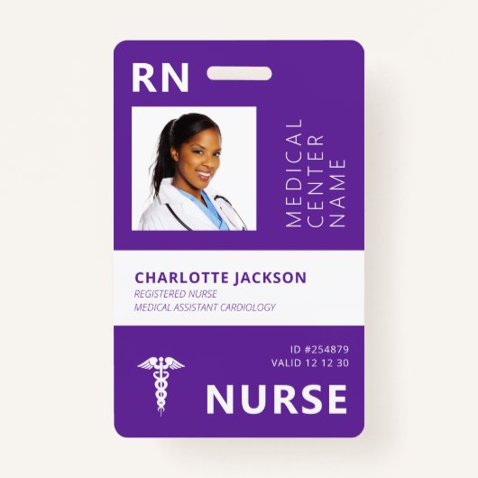 Badge Numéro de photo de l'employé médical de l'infirmiè (Devant)