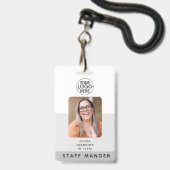 Badge Numéro de photo de l'employé moderne Logo d'entrep (Avant avec lanière)