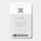 Badge Numéro de photo de l'employé moderne Logo d'entrep (Arrière)