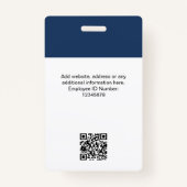 Badge Numéro de photo de l'employé personnalisé Sécurité (Dos)