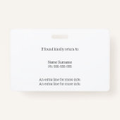 Badge Numéro de photo du personnel commercial Code QR No (Dos)