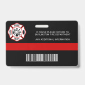 Badge Numéro de pompier du service d'incendie Numéro de  (Arrière)