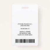 Badge Numéro de sécurité de l'infirmière de l'employé Mé (Dos)