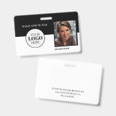 Badge Numéro d'employé comptable noir blanc logo photo (Avant & arrière)