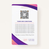 Badge Numéro d'employé de Violet moderne de l'entreprise (Dos)