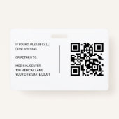 Badge Numéro d'employé Médicale de l'hôpital - Infirmièr (Dos)