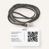 Badge Numéro d'employé Médicale de l'hôpital - Infirmièr (Derrière avec lanière)