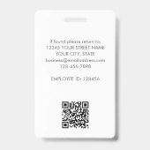 Badge Numéro d'employé moderne Nom de l'entreprise Logo  (Arrière)