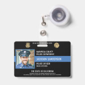 Badge Numéro d'identification d'agent des forces de l'or (Avant avec rétractable)