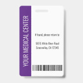 Badge Numéro d'identification de l'employé en soins de s (Arrière)