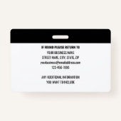 Badge Numéro d'identification de l'officier de la sécuri (Dos)