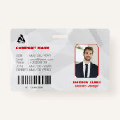 Badge Numéro d'identification de sécurité blanc et rouge (Devant)