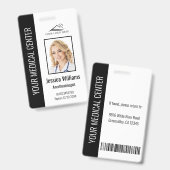 Badge Numéro d'identification noir de l'employé de soins (Avant & arrière)