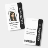 Badge Numéro d'identification noir de l'employé d'entrep (Avant & arrière)