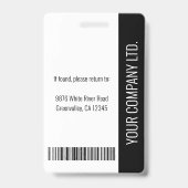 Badge Numéro d'identification noir de l'employé d'entrep (Arrière)