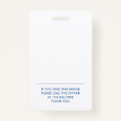 Badge Numéro d'infirmier inscrit Bleu Blanc Logo Photo (Dos)