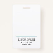 Badge Numéro d'infirmière autorisée Logo blanc Turquoise (Dos)