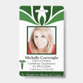 Badge Numéro Médicale de l'employé de l'hôpital vert mod (Front)