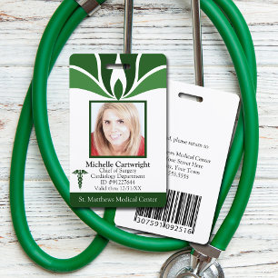 Badge Numéro Médicale de l'employé de l'hôpital vert mod