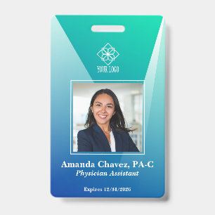 Badge Numéro photo de l'employé bleu moderne
