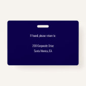 Badge Numéro photo de l'employé personnalisé Sécurité de (Dos)