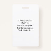 Badge Numéro photo de l'employé personnalisé Sécurité de (Dos)