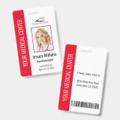 Badge Numéro rouge de l'employé de soins de santé person (Avant & arrière)