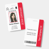 Badge Numéro rouge de l'employé d'entreprise personnalis (Recto et verso)