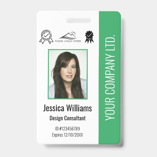 Badge Numéro vert de certification photo de l'employé pe (Avant)