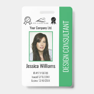 Badge Numéro vert de l'employé d'entreprise personnalisé