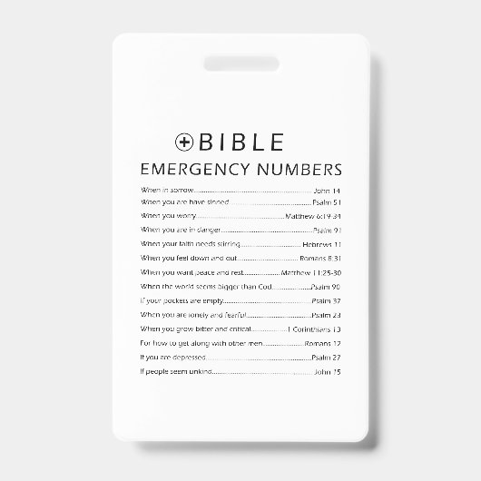 Badge Numéros d'urgence de la Bible (Avant)