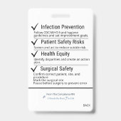 Badge Objectifs nationaux de sécurité des patients 2025 (Arrière)