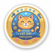 Badge officiel de jour de chat - Sticker amusant (Recto)