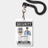 Badge Officier de sécurité d'impression moderne ID emplo (Avant avec lanière)