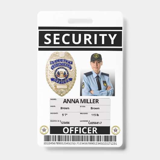Badge Officier de sécurité d'impression moderne ID emplo (Avant)