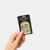 Badge Oiseau d'or avec Cabine d'hiver Scène Oiseau noir (Manuel / portable)