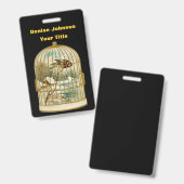 Badge Oiseau d'or avec Cabine d'hiver Scène Oiseau noir (Avant & arrière)