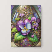 Badge Oiseaux en fleurs Pied violets Fleur sauvage Oeuf  (Recto)