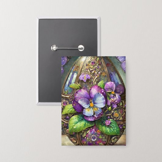 Badge Oiseaux en fleurs Pied violets Fleur sauvage Oeuf  (Recto/Verso)