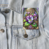 Badge Oiseaux en fleurs Pied violets Fleur sauvage Oeuf  (Insitu)