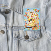 Badge Oiseaux mignons et heureux parmi les fleurs du pri (Insitu)