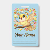 Badge Oiseaux mignons et heureux parmi les fleurs du pri (Arrière)
