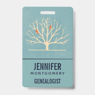 Badge Oiseaux orange moderne dans un grand arbre Généalo