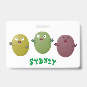 Badge Olives joyeuses mignonnes chantant un dessin animé